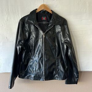 Converse 1908 One Star Black Faux Leather Moto Jacket Women's Size L